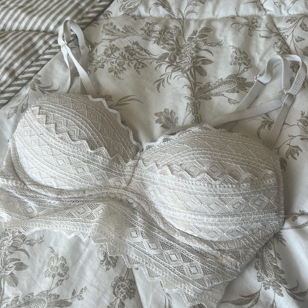 PINK lace bralette XS white